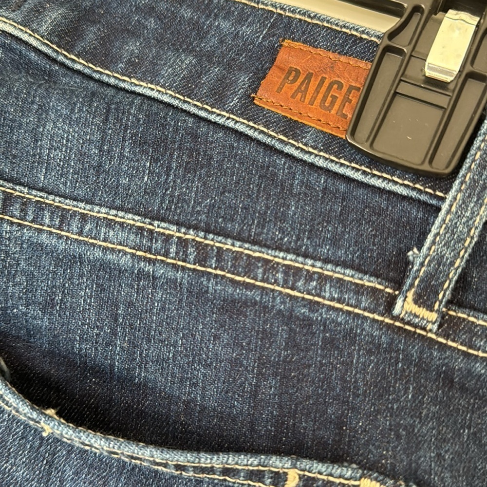 Paige Hoxton Straight Ankle Blue Jeans unfinished edges 26 - Picture 9 of 13